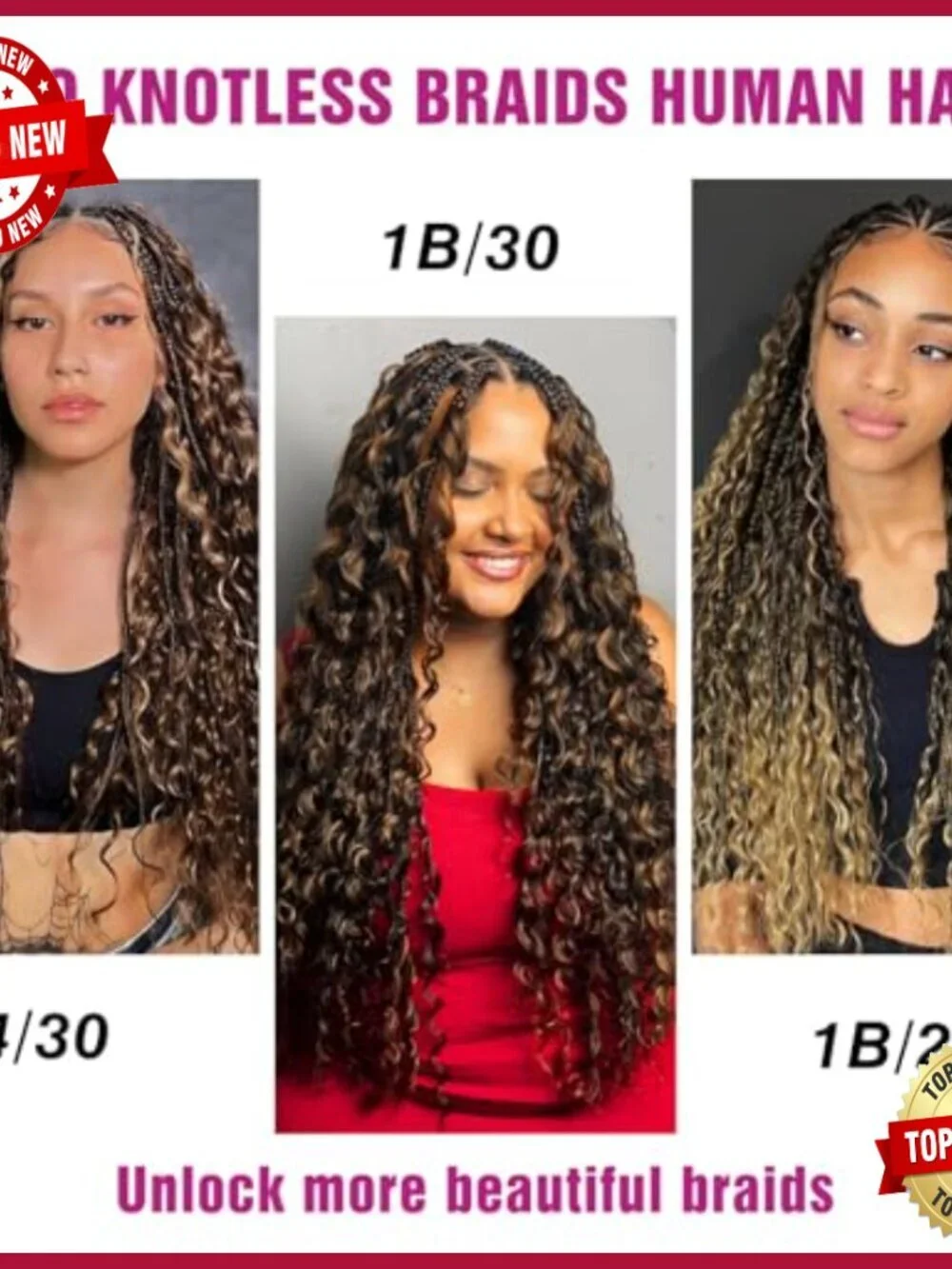22 Inch Deep Wave Human Hair Extensions for Boho Braids 100g Bundle